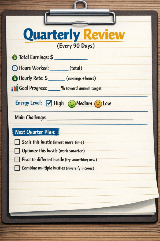 Quarterly review framework (every 90 days):