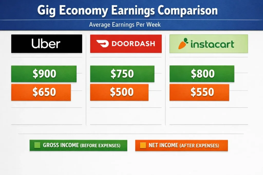 realistic earnings from different gig platforms
